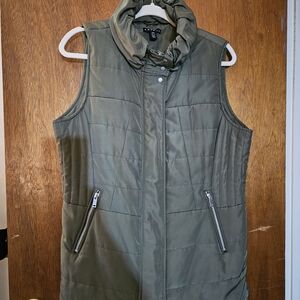 Tribal Olive Quilted Vest with Zip Pockets